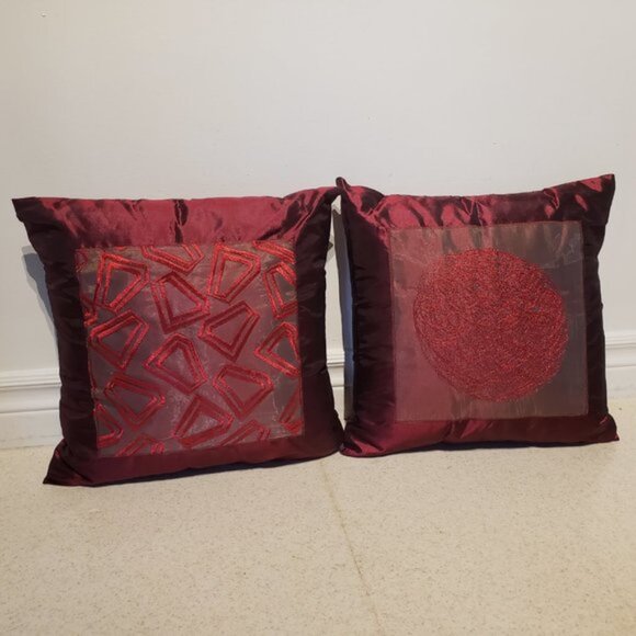 2 EPSTEIN Deluxe Deep Red Luxury Designer Throw Pillows 15'x15' W/Zippers - MINT - Picture 10 of 11